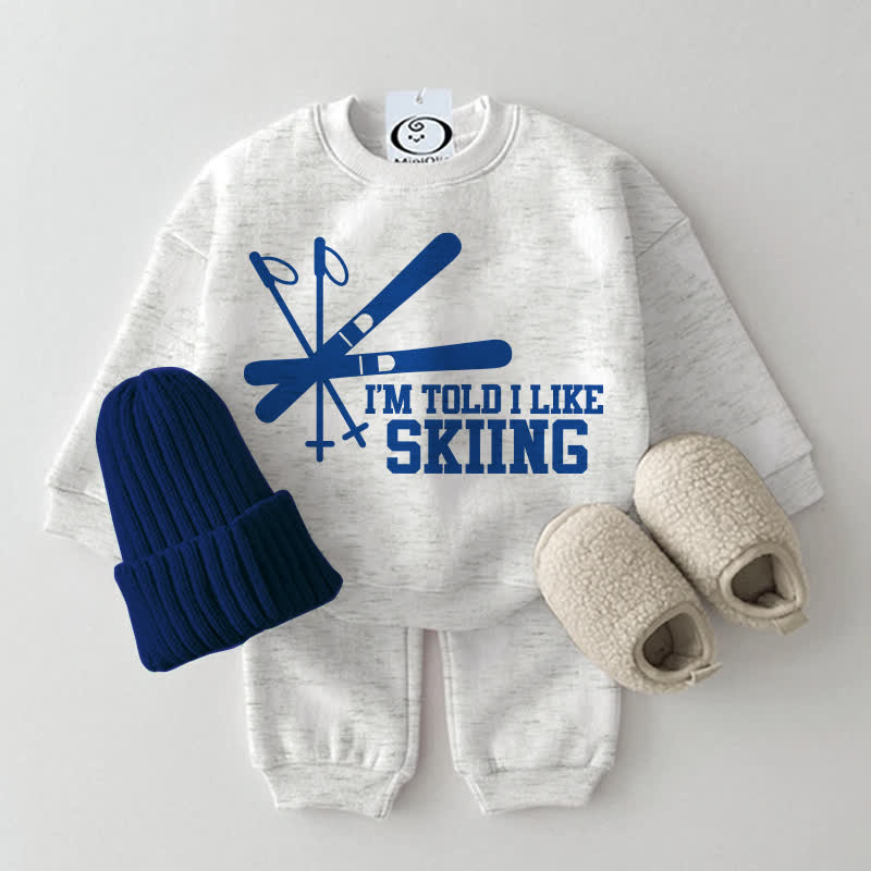 I'M TOLD I LIKE SKIINGベビー用スウェットスーツ 2点セット - ライトグレー - 2～3歳 - image 7