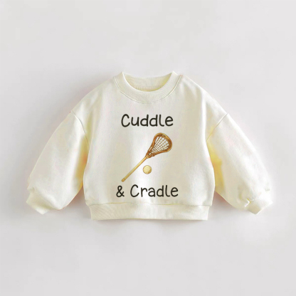 CUDDLE&CRADLE ベビー幼児用ラクロススティック柄スウェットシャツ - クリーム - 3～5歳 - image 1