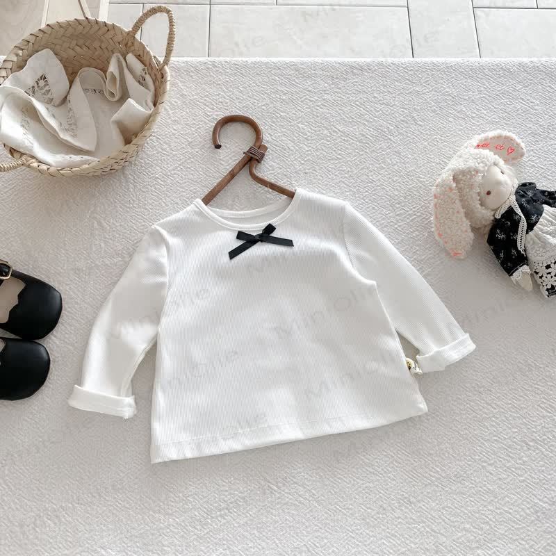ベビーガールのリボン付きシンプルベースレイヤーTシャツ - image 13