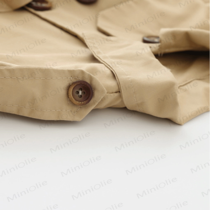 女の子用フリル無地コート - image 2