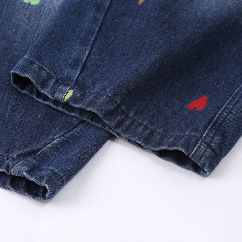 幼児用カラフルハートパッチ付きストレートレッグデニムパンツ - image 12