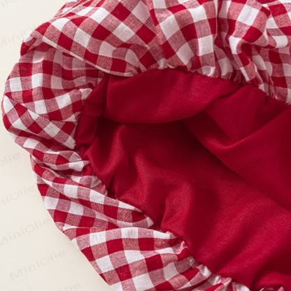 幼児用アップルレッドチェック柄ノースリーブドレス - image 12