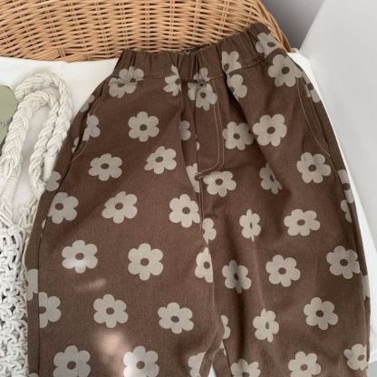 ベビー幼児女の子用フラワーコーヒーパンツ - image 5