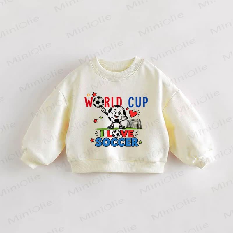 WORLD CUP I LOVE SOCCER幼児用クリームスウェットシャツ - クリーム - 3～5歳 - image 1