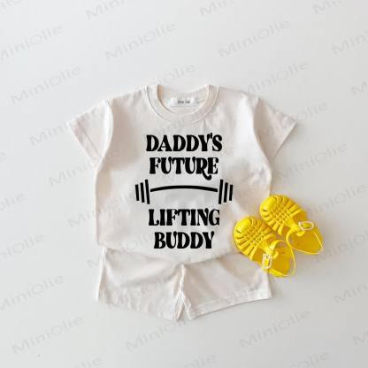 DADDY'S FUTURE LIFTING BUDDYホワイトTシャツ＆ショートパンツ 2点セット - 白 - 18～24ヶ月 - image 1