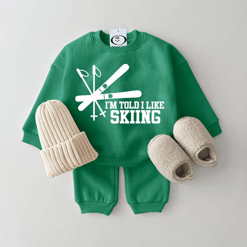 I'M TOLD I LIKE SKIINGベビー用スウェットスーツ 2点セット - 緑 - 2～3歳 - image 5