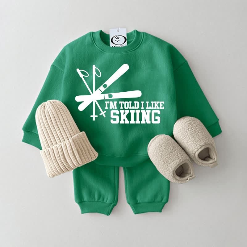 I'M TOLD I LIKE SKIINGベビー用スウェットスーツ 2点セット - 緑 - 2～3歳 - image 5