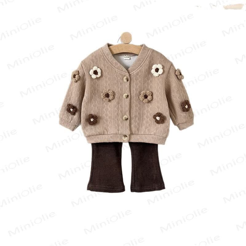 ベビーフラワーニット ダークブラウン 2点セット - image 11