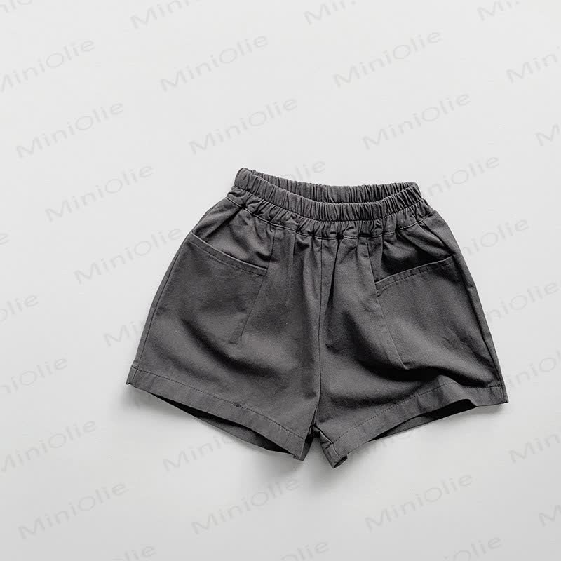 幼児用夏物コットン無地ショートパンツ - グレー - 6～7歳 - image 6