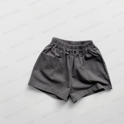 幼児用夏物コットン無地ショートパンツ - グレー - 6～7歳 - image 6