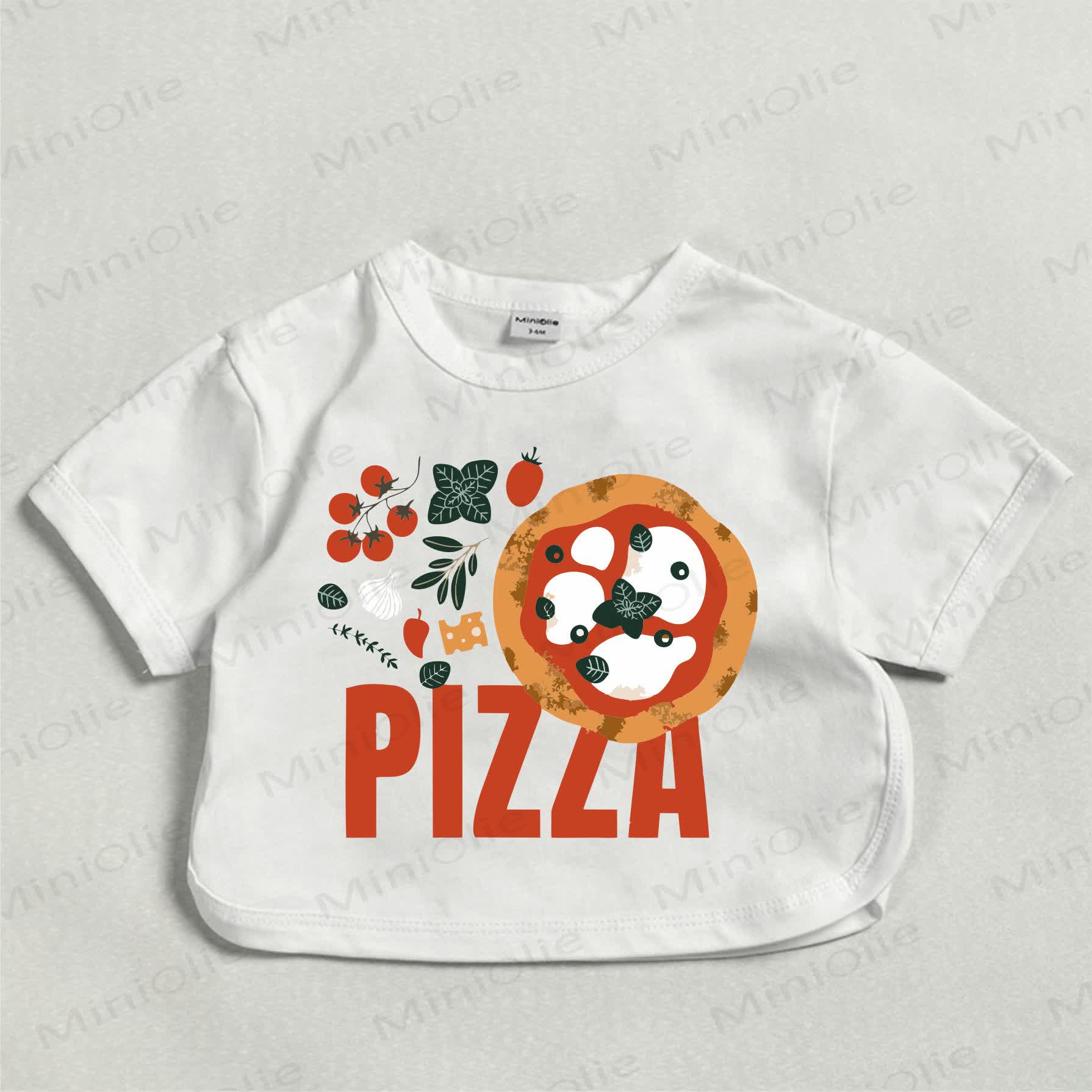 PIZZAベビーホワイト ピザプリントTシャツ - 白 - 18～24ヶ月 - image 1