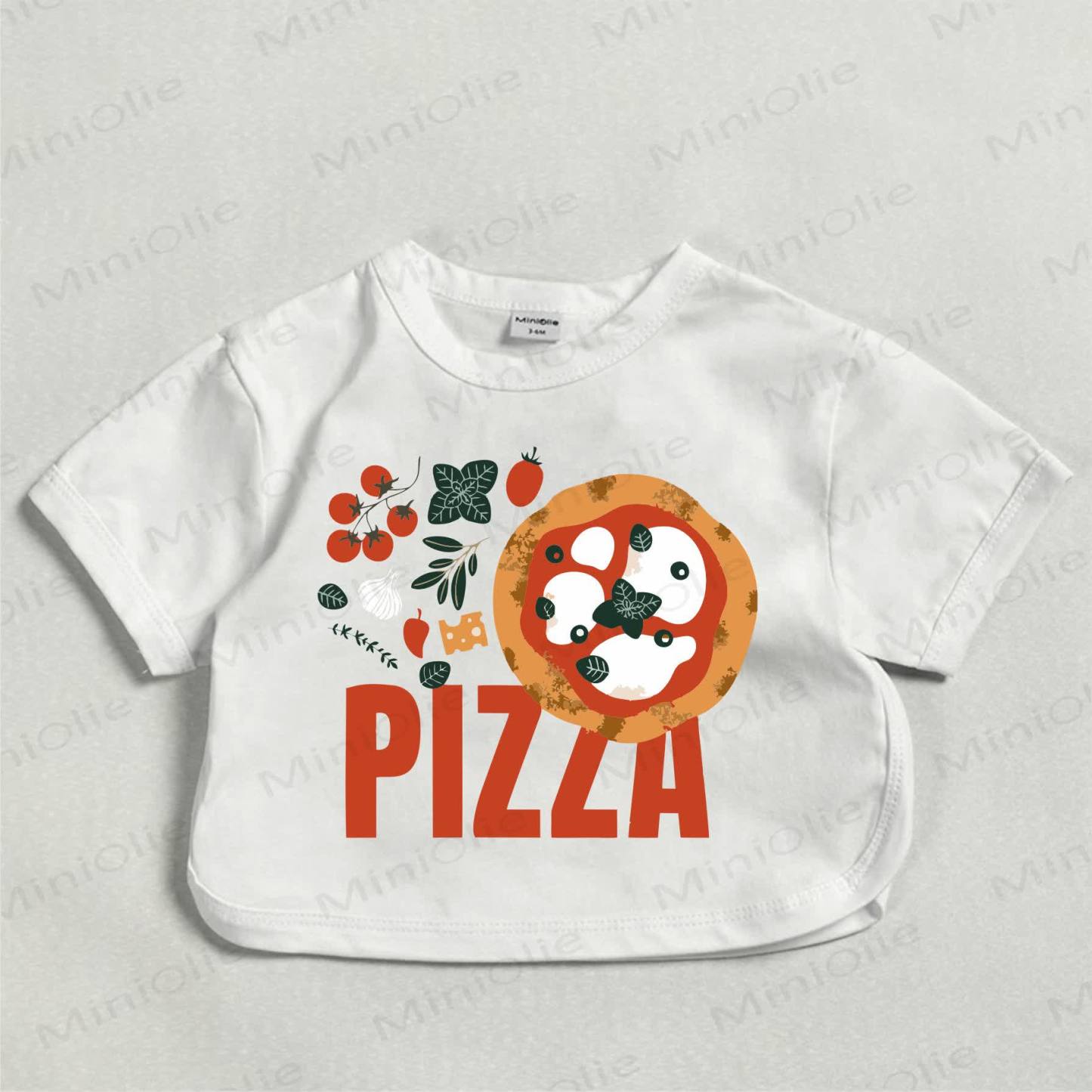 PIZZAベビーホワイト ピザプリントTシャツ - 白 - 18～24ヶ月 - image 1