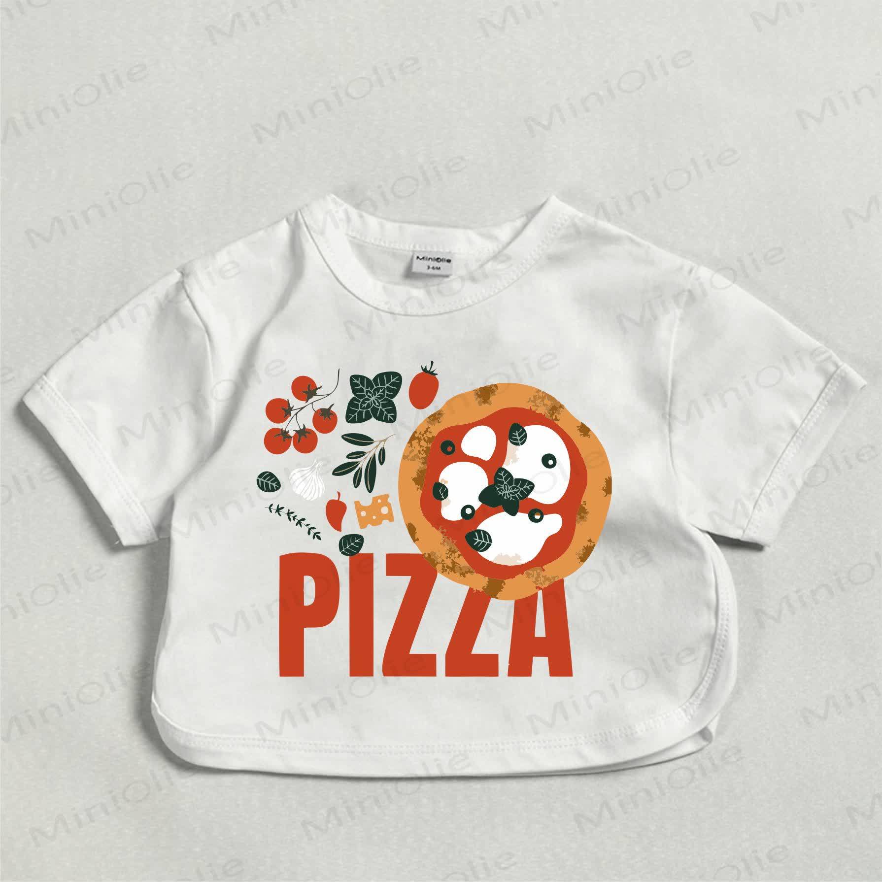 PIZZAベビーホワイト ピザプリントTシャツ - 白 - 18～24ヶ月 - image 1