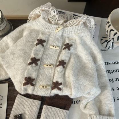 幼児用女の子用レースホワイトセーター/レギンス - 白いセーター - 12歳 - image 3