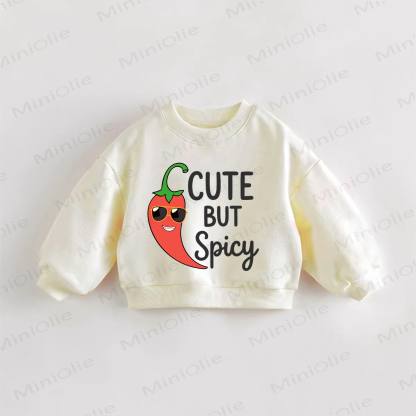 CUTE BUT SPICY幼児用チリプリントスウェットシャツ - クリーム - 3～5歳 - image 1