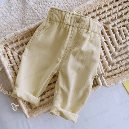 ベビー幼児用無地デニムパンツ - ベージュ - 3～5歳 - image 4