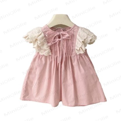 幼児用レースフリル袖ピンクDress - image 4