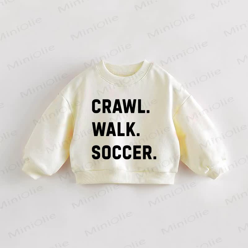 ハイハイ。歩く。SOCCER。ベビー幼児用クリームスウェットシャツ - クリーム - 3～5歳 - image 1