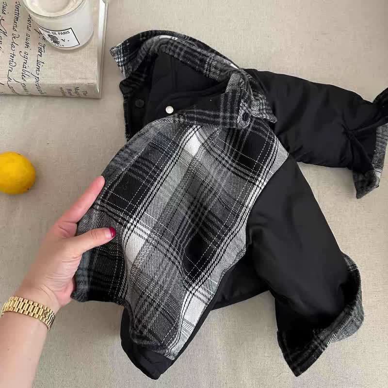 キッズ ブラック キルティング アウター - image 3