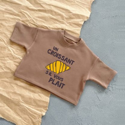 UN CROISSANT S IL VOUS PLAITベビーサマーカジュアル Tシャツ - 茶色 - 2～3歳 - image 4