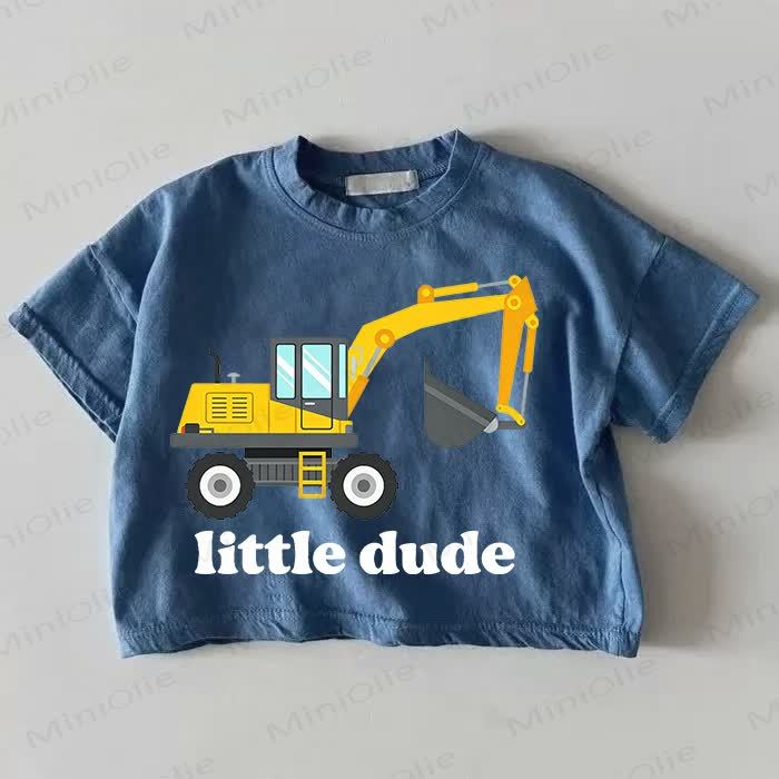 LITTLE DUDEベビーショベルカー柄 ブルーTシャツ - 青 - 18～24ヶ月 - image 1