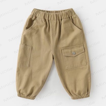 幼児用男の子用無地ワーカーパッチポケットパンツ - カーキ - 7-10T - image 4