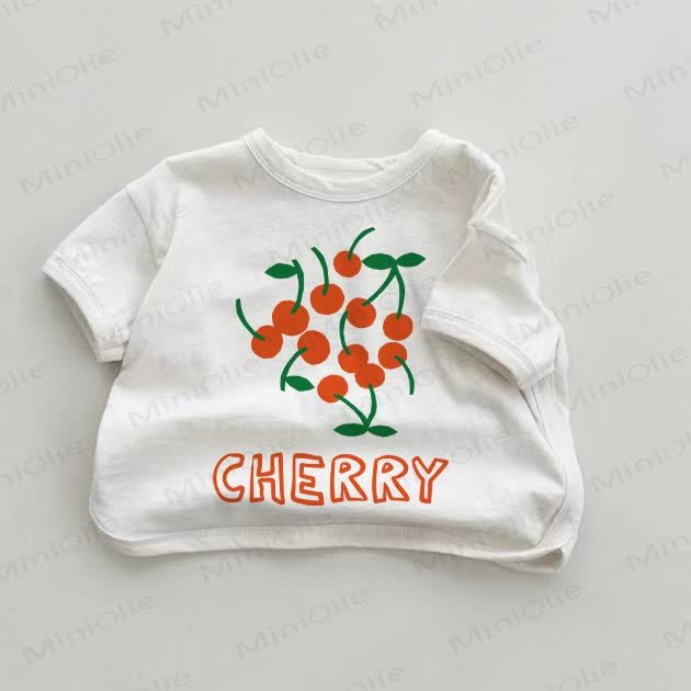 CHERRY柄ベビーTシャツ - 白 - 18～24ヶ月 - image 1