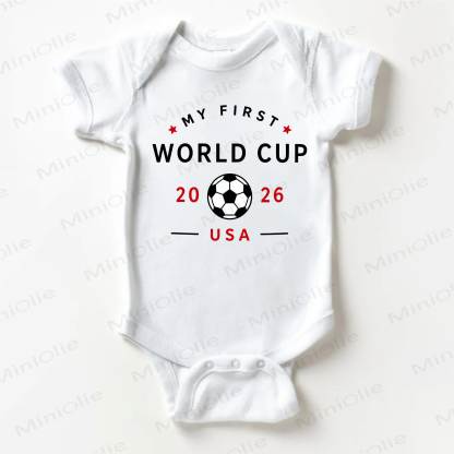 MY FIRST WORLD CUP 2026 USAベビー用サッカー柄ホワイトボディスーツ - 白 - 18～24ヶ月 - image 1