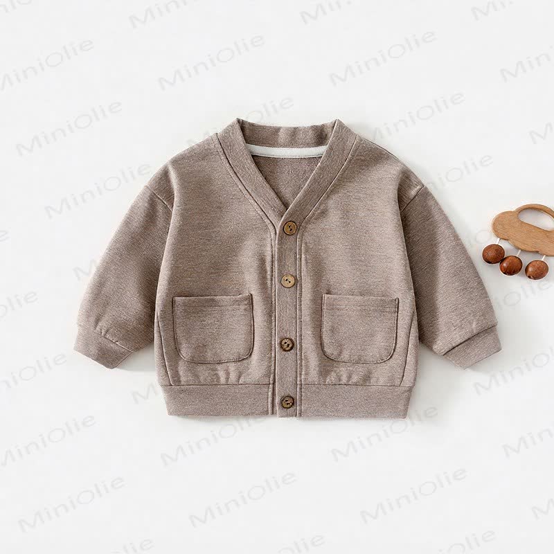 ベビー・幼児用ワッフルニットボタンフロントカーディガンコート - 茶色 - 3～4歳 - image 8