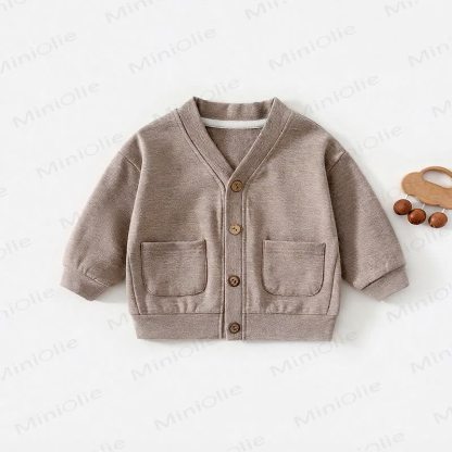 ベビー・幼児用ワッフルニットボタンフロントカーディガンコート - 茶色 - 3～4歳 - image 8