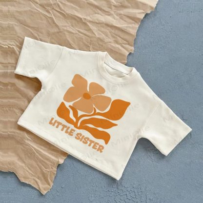 LITTLE SISTERちゃん ベビーフラワーTシャツ - 白 - 2～3歳 - image 1