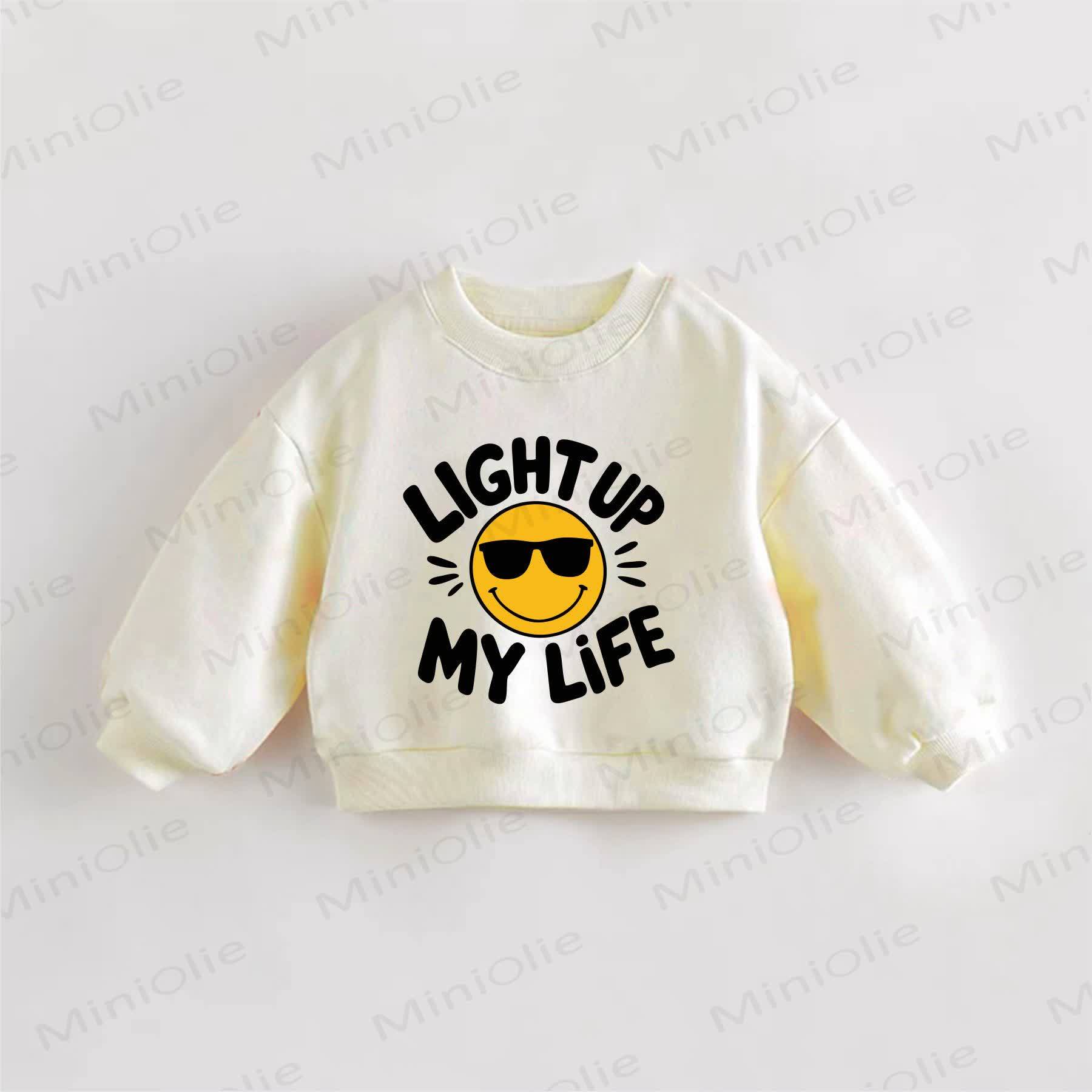 LIGHT UP MY LIFEう ベビー幼児用スマイリーフェイススウェットシャツ - クリーム - 3～5歳 - image 1