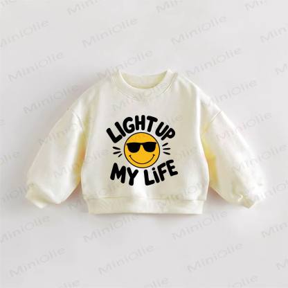 LIGHT UP MY LIFEう ベビー幼児用スマイリーフェイススウェットシャツ - クリーム - 3～5歳 - image 1