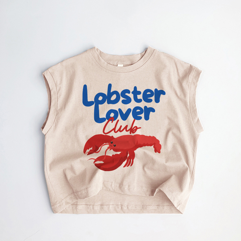 LOBSTER LOVER CLUB幼児用スローガン入りカーキタンクトップ - カーキ - 3～5歳 - image 1