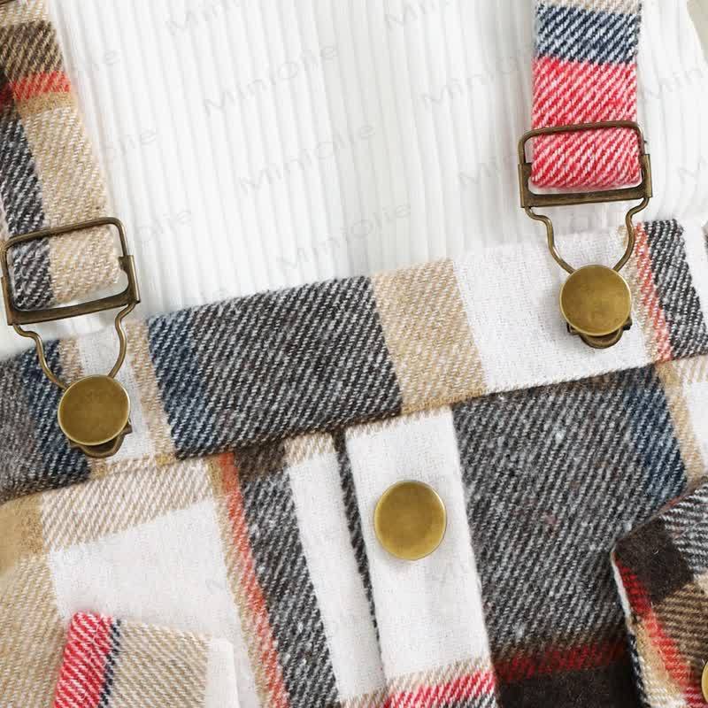 ベビー ブラック ホワイト チェック柄 サスペンダースカート 2ピースセット - image 11