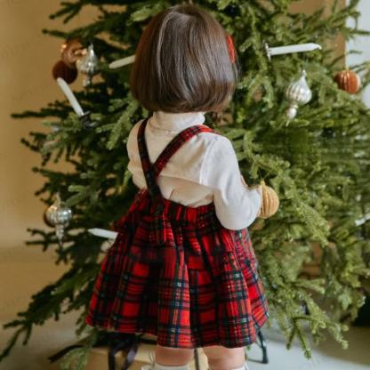 ベビー幼児女の子用レッドチェック/ドット柄ノースリーブDress - image 4