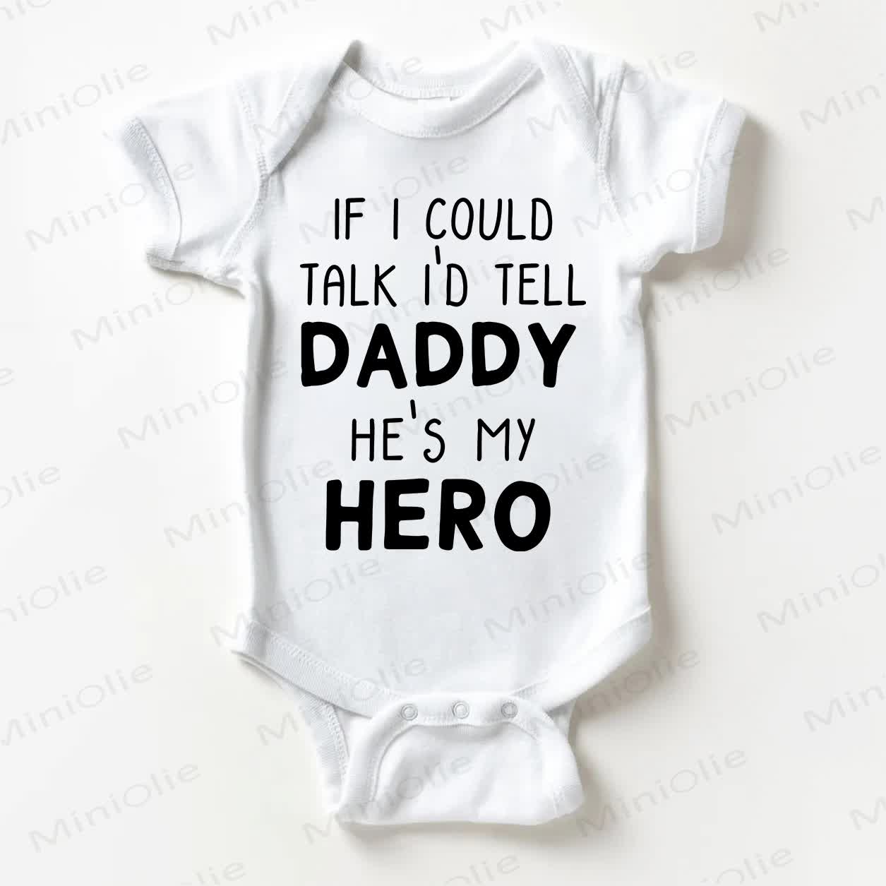 IF I COULD TALK I'D TELL DADDY HE'S MY HERO。ベビー用スローガン入りホワイトボディスーツ - 白 - 18～24ヶ月 - image 1