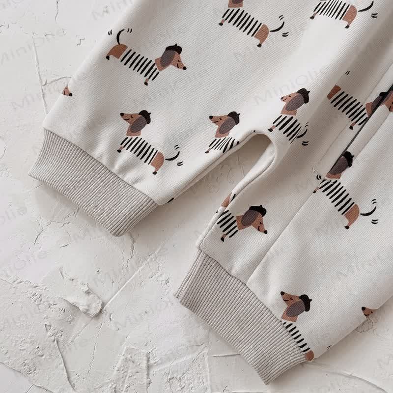 ベビーダックスフントプリントフード付きロンパース - image 8