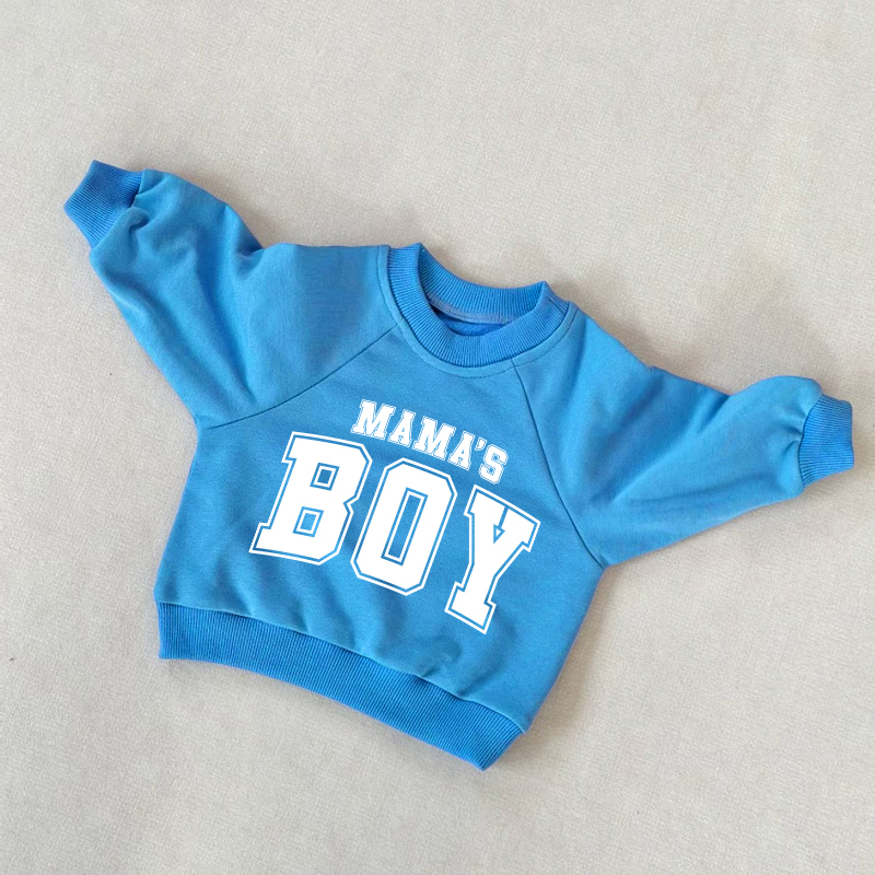 MAMA'S BOYベビー幼児男の子用ブルースウェットシャツ - 青 - 3～5歳 - image 1