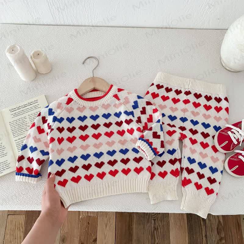 ベビー幼児用ニットカラフルハートセーター＆パンツ - image 11