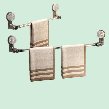 벽면 화장실 다용도 이동식 신축성 두꺼운 수건 수납 선반 빨판 펀치 프리 수건걸이