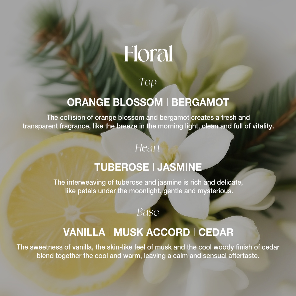 Perfume Long Lasting 12H Floral Orange blossom Jasmine Vanilla Musk Accord Cedar 50ML-O.TWO.O PH