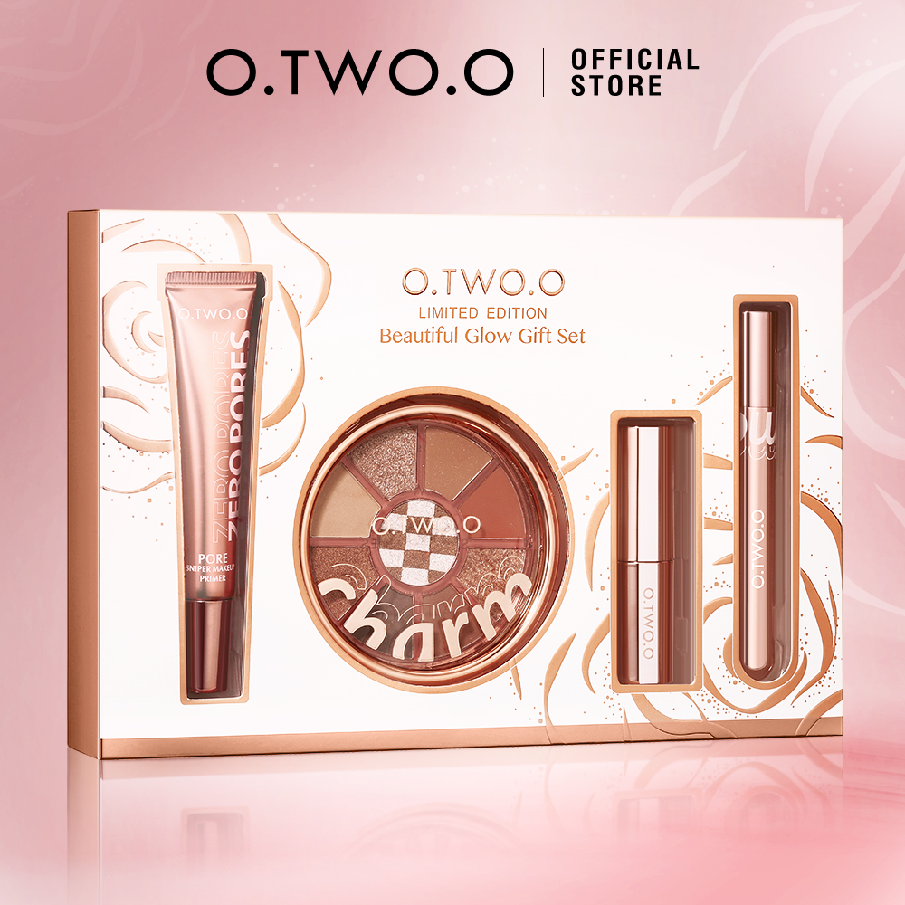 Beautiful Glow Gift Set 4 pcs Face Primer+ Eyeshadow Palette+ Mascara+ Lipstick Makeup Set-O.TWO.O PH