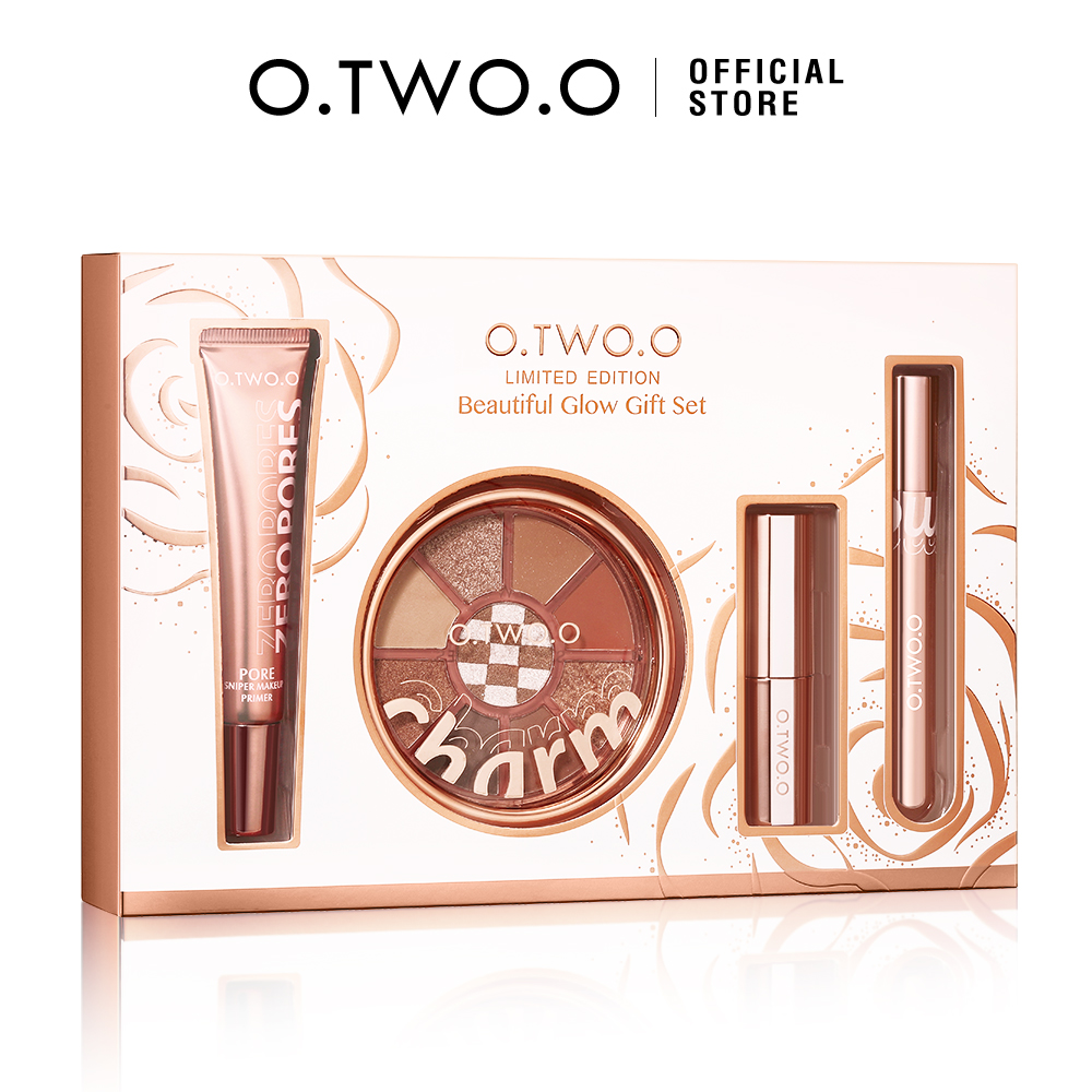 Beautiful Glow Gift Set 4 pcs Face Primer+ Eyeshadow Palette+ Mascara+ Lipstick Makeup Set-O.TWO.O PH