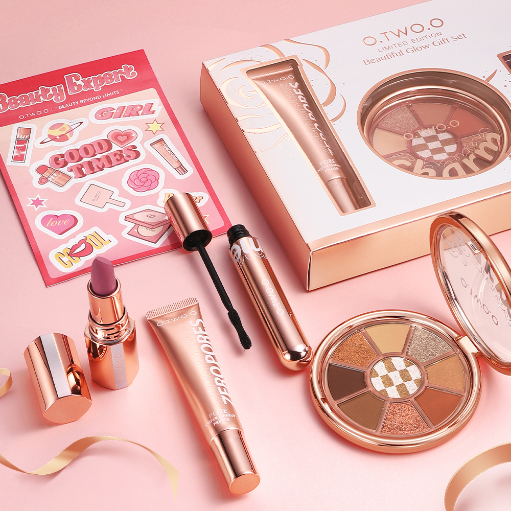 Beautiful Glow Gift Set 4 pcs Face Primer+ Eyeshadow Palette+ Mascara+ Lipstick Makeup Set-O.TWO.O PH