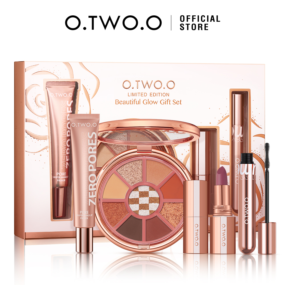 Beautiful Glow Gift Set 4 pcs Face Primer+ Eyeshadow Palette+ Mascara+ Lipstick Makeup Set-O.TWO.O PH