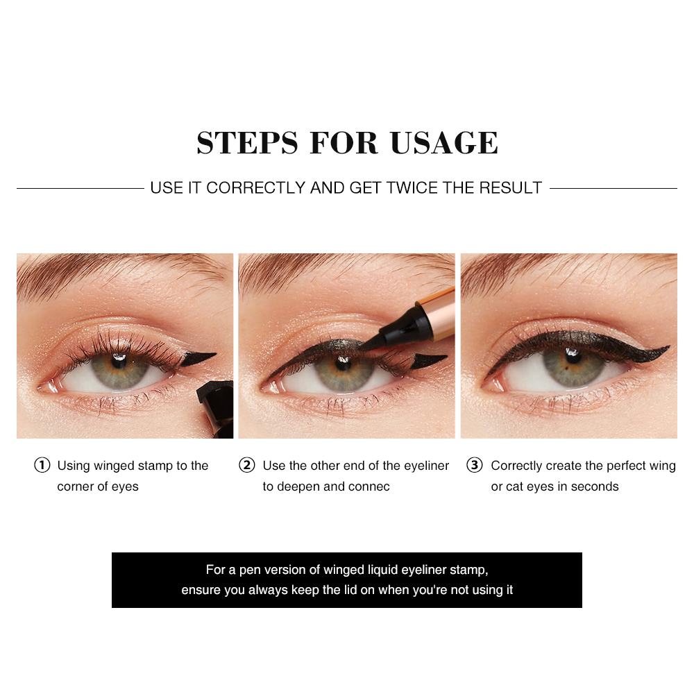 Cat-Eye Stamp Wing Black 2 In 1 Liquid Miraculous Eye Liner Pencil-O.TWO.O PH