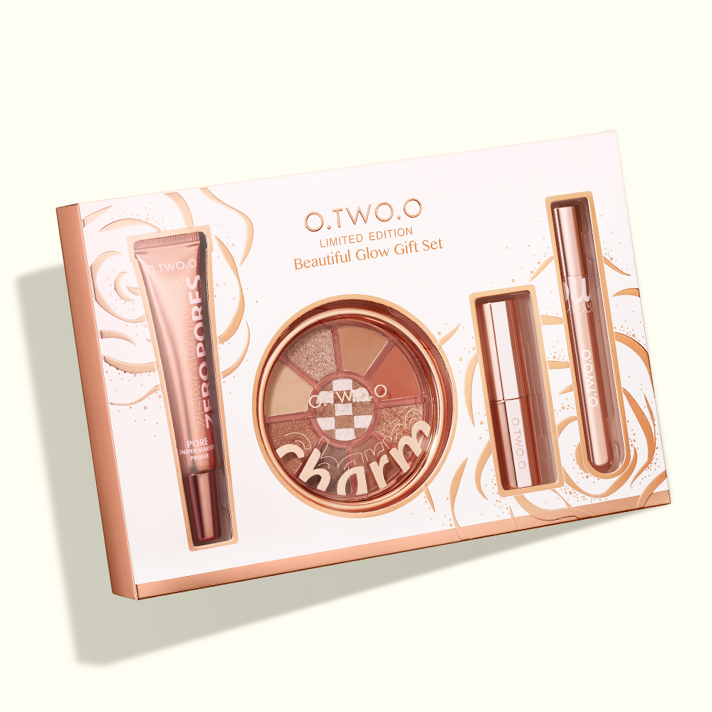 Beautiful Glow Gift Set 4 pcs Face Primer+ Eyeshadow Palette+ Mascara+ Lipstick Makeup Set-O.TWO.O PH