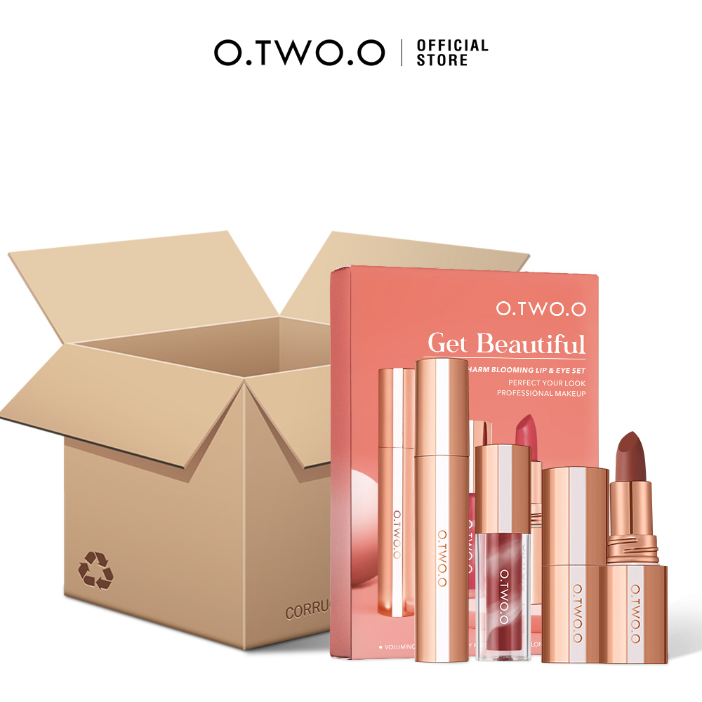 Lip & Eye Makeup Set 3pcs Watery Lip Gloss+ Waterproof Matte Lipstick +Mascara Volumizing Long-lasting-O.TWO.O PH