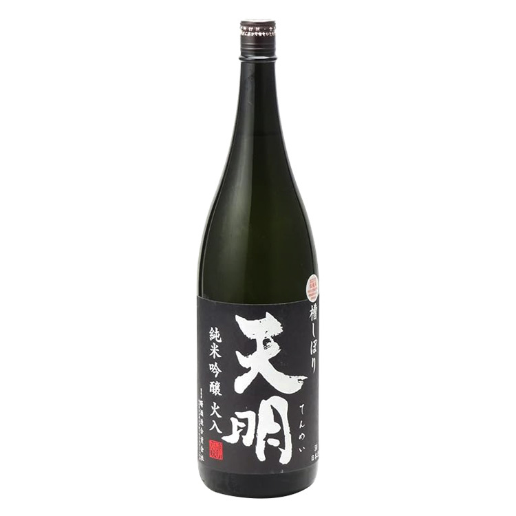 Tenmei Junmai Ginjo Tsuboguchi Yamada Nishiki Hiire (Black Label, 1.8L) 【天明 純米吟醸 黒 槽しぼり 山田錦 熱酒急冷 火入】
